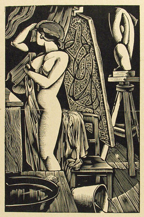 JOHN BUCKLAND-WRIGHT [AFTER] (New Zealander/Engli: John Buckland-Wright [after] (New Zealander/English, 1897 - 1954) The Model, No. 2. Woodcut. 1936. Annotated in letters, lower left. 7 1/8 x 4 5/8 in. (181 x 117 mm). Sheet Size: 12 x 9 in. (305 x 229