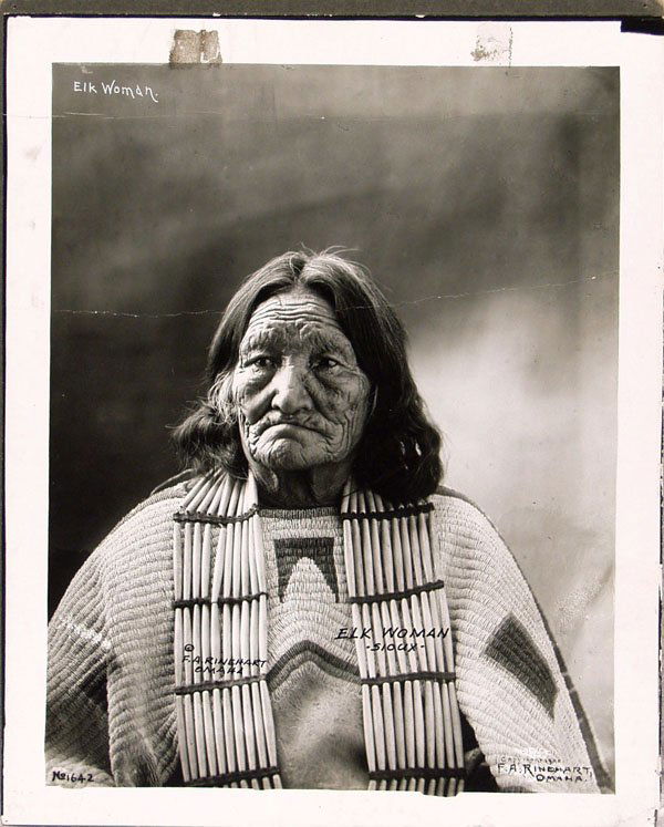 F.A. RINEHART (American) Vintage platinum print: F.A. Rinehart (American, 1861 - 1928) Elk Woman. Vintage platinum print. 1900. Printed 1900. Signed, titled and annotated in the negative. 8 7/8 x 7 in. (225 x 178 mm).