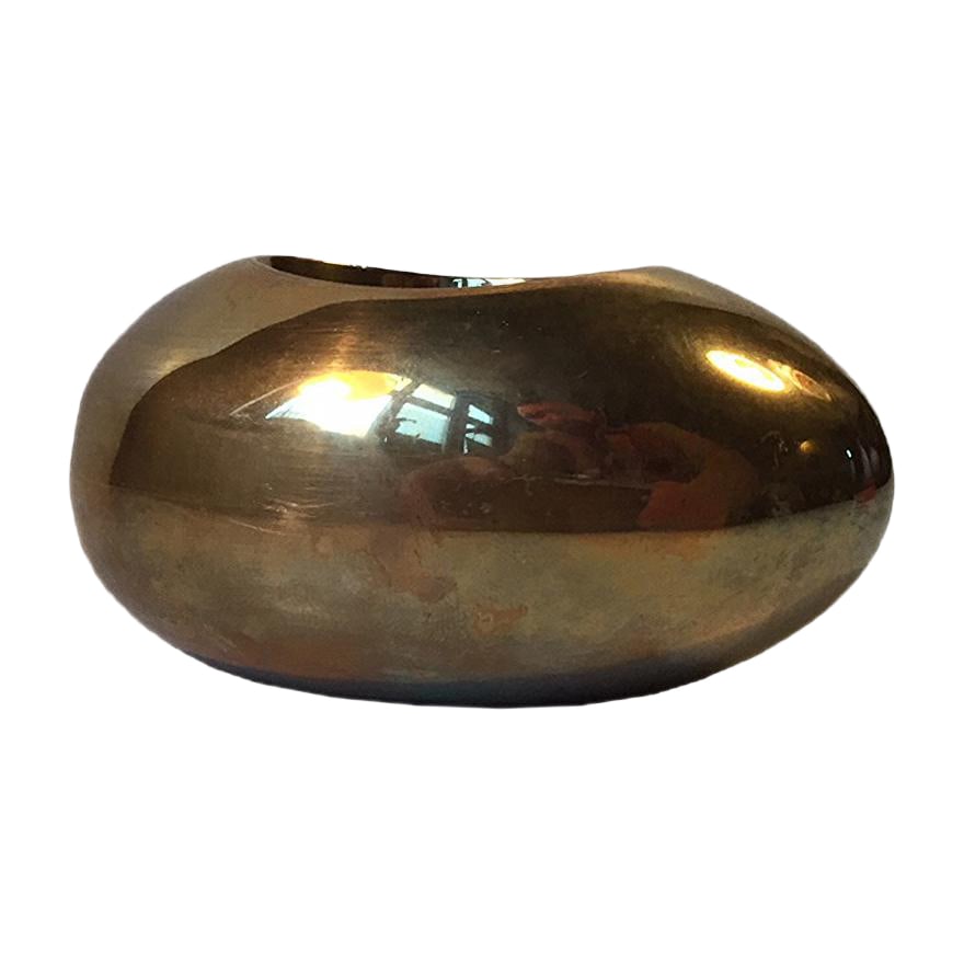 Modernist Egg Candleholder in Brass by Carl Cohr, 1950s: - Egg-shaped candleholder- In brass- Designed & made by Carl Cohr- Stamped on the base: Cohn, Denmark- Compatible with regular-sized candles- From the 50s Additional Item Information: A rare candl