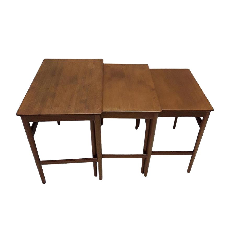 Teak Nesting Tables by Hans Wegner for Andreas Tuck, 1960s: Country of Manufacture: Denmark Design Period: 1960 to 1969 Production Period: 1960 to 1969 Detailed Condition: Good — This vintage/antique item may have some wear such as scratches and other si