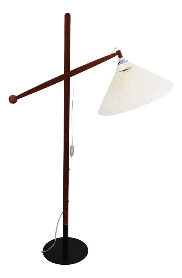 Danish Model 325 Floor Lamp in Teak by Vilhelm Wohlert for Le Klint, 1957: Country of Manufacture: Denmark Design Period: 1960 to 1969 Production Period: Unknown Detailed Condition: Very Good — This vintage/antique item has no defects, but it may show slight traces of