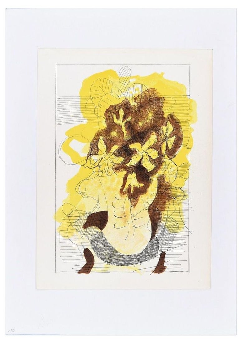 Bouquet - Original Lithograph for Revue ''Verve'' by Georges Braque - 1955 1955: Image dimensions: 30.5 x 20 cm. Bouquet is a beautiful colored lithograph on paper, realized by the Cubist artist, Georges Braque (Argenteuil, 1882 – Paris, 1963). Unsigned. From “Carnets