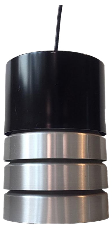 Mid-Century Pendant Lamp by Carl Thore for Granhaga: - This aluminum pendant lamp was designed by Carl Thore- Manufactured by Granhaga Metalindustri, in Sweden in the 1960s and 1970s- It features white and purple inner shades that create a warm atmosphe