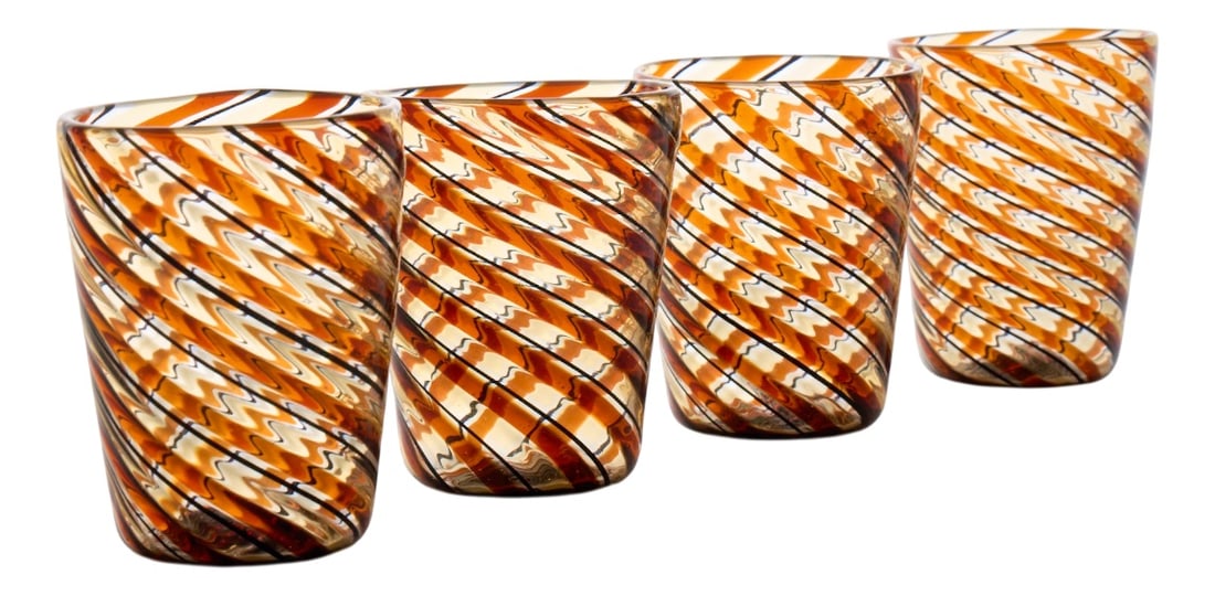 Female Crystal Glasses by Mariana Iskra, Set of 4: The harmony of the pipes regularly spaced out by expert and precise hands like a Renaissance master. The expert cutting of the rim of the glasses where you can place your mouth to delicately savor a g