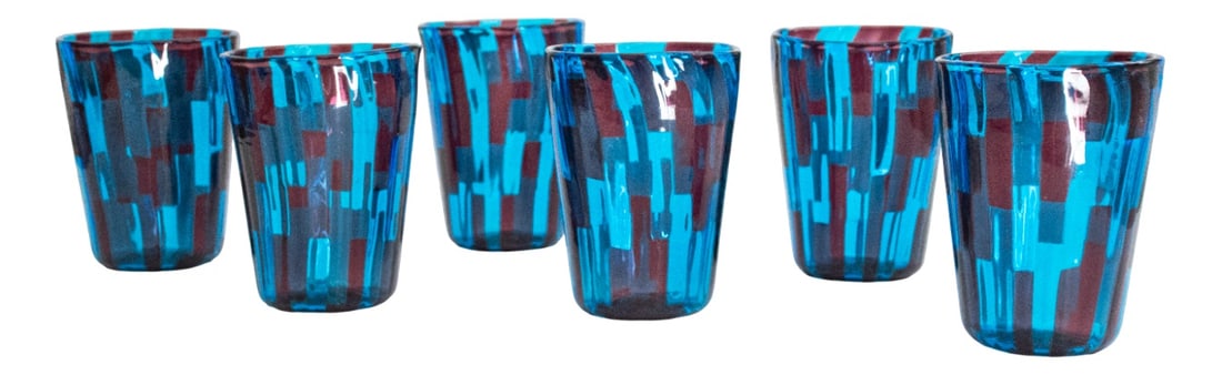 Murano Glasses by Mariana Iskra, Set of 6: The harmony of the reeds, regularly spaced by expert and precise hands like a Renaissance master. The expert cut of the rim of the glasses where you rest your mouth to delicately savor a good wine. Th