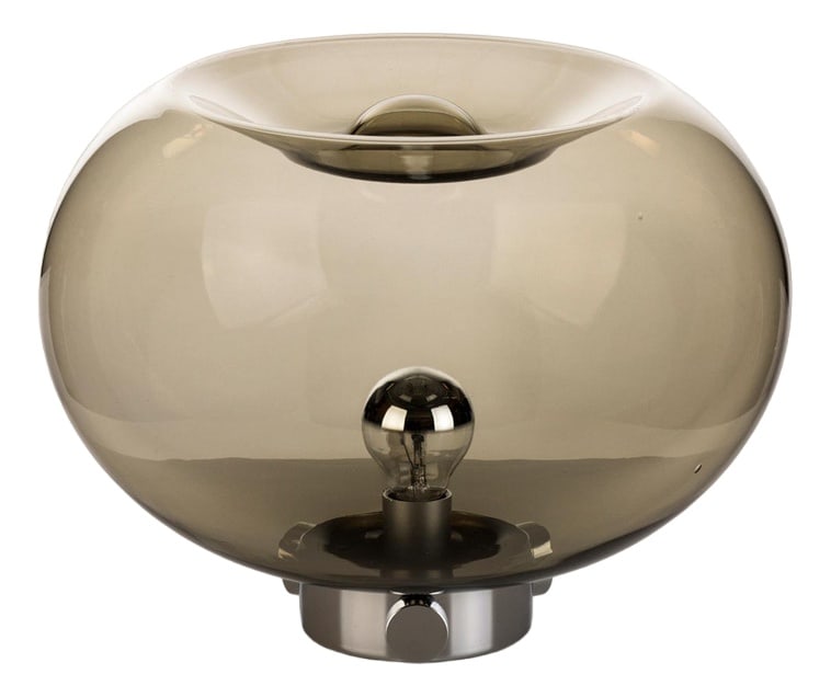 Space Age Round Chrome and Smoke Glass Lamp, 1960s (1 of 7)