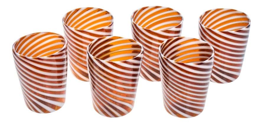 Murano Glasses by Iskra for Ribes Studio, Set of 6: Murano Tequila Glasses by Mariana Iskra for Ribes Studio, Set of 6The harmony of the reeds regularly spaced by expert and precise hands like a Renaissance master. The expert cut of the rim of the glas