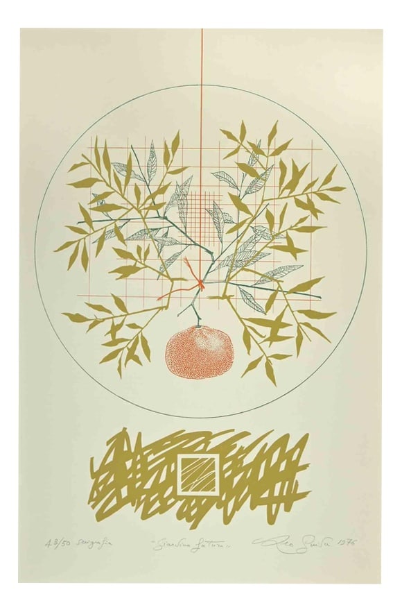 Leo Guida, Future Garden, 1976, Screen Print: Future Garden is a screen print realized by Leo Guida in 1976. Hand signed and dated. Edition of 50. Excellent condition. Leo Guida (1992 - 2017). Sensitive to current issues, artistic movements and h