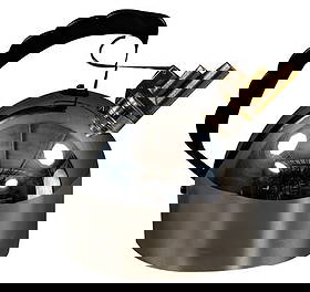 Stainless Steel Kettle by Sapper for Alessi, 1980s: Kettle MELODIC 9091 from Alessis designed by Richard Sapper. The central element of this object is the copper flute in the pitches “E” and “B”, which plays a nice little melody