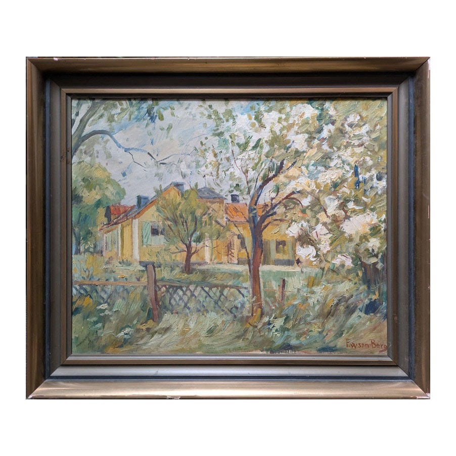 British School ‘Garden Blossom, 20th Century: Medium: oil on canvas Image Size: 20 x 24 ins (50 x 61 cm) Framed Size: 24 x 28 ins (61 x 72 cm) SN: SN5577 Production Period: Unknown Detailed Condition: Good — This vintage/antique item may ha