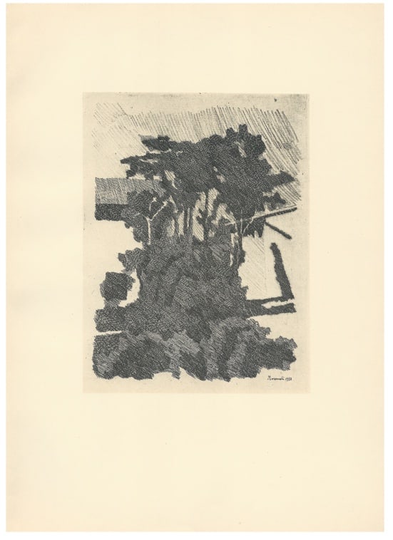 Giorgio Morandi, Trees Between Two Houses in Grizzana, 1933-1957, Lithograph (1 of 7)