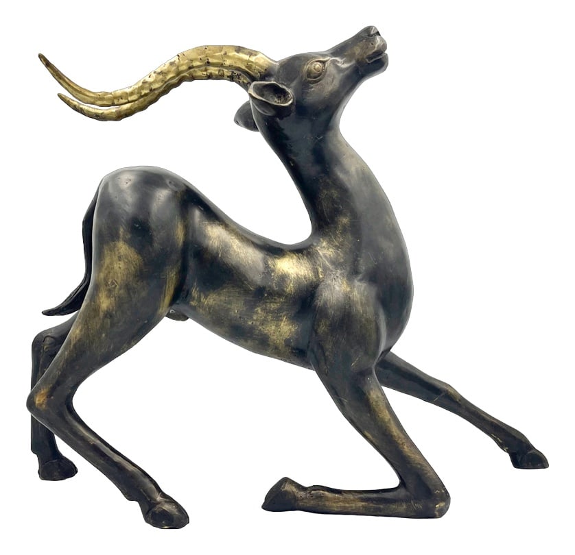 Large Bronze Gazelle Sculpture by Loet Vanderveen, 1970s (1 of 10)