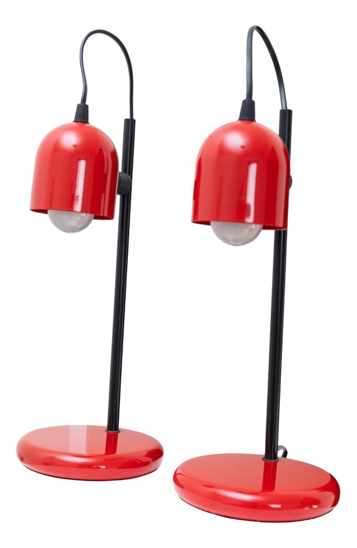 Vintage Red Table Lamps, Italy, 1980s, Set of 2 (1 of 11)