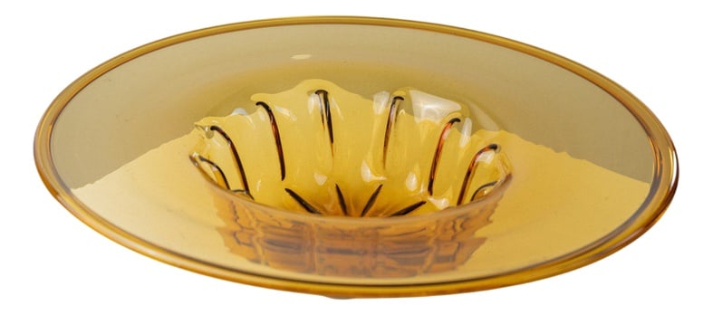 Vintage Amber Murano Glass Bowl with Ribbed Pattern, Italy, 1920s (1 of 10)