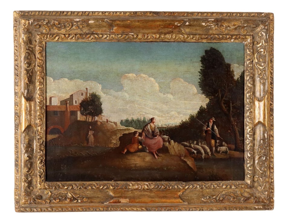 Italian Artist, Pastoral Scene, Oil on Canvas, 18th Century, Framed (1 of 13)