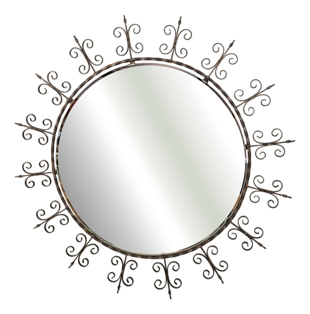 Large Round Wrought Iron Wall Mirror, 1960s - 2