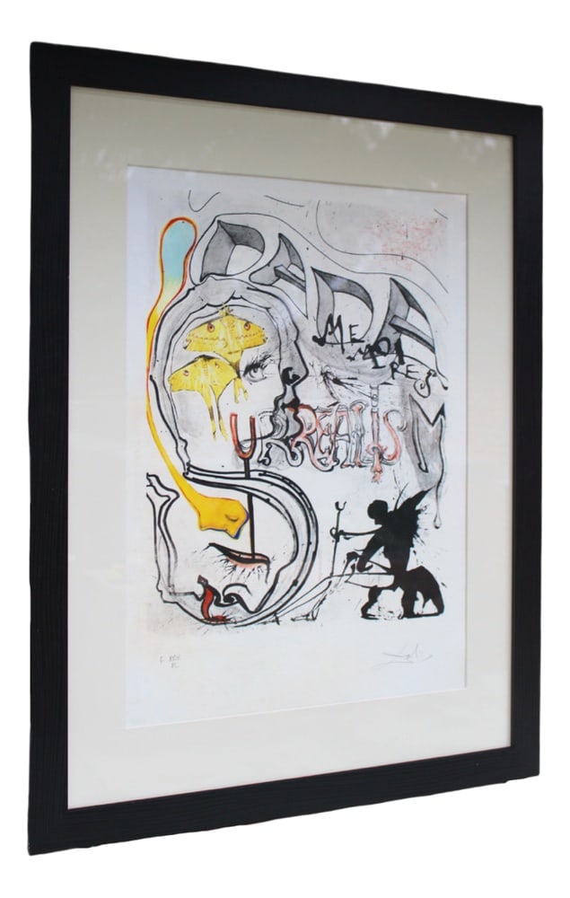 S. Dali, Angel of Dada, 1971, Lithograph, Framed: This is an original lithograph signed by Salvador Dali himself, known as ""Angel of Dada"" 1971.This piece is a Surrealism and is of a limited edition, print number 24/40.Etching and photolithograph