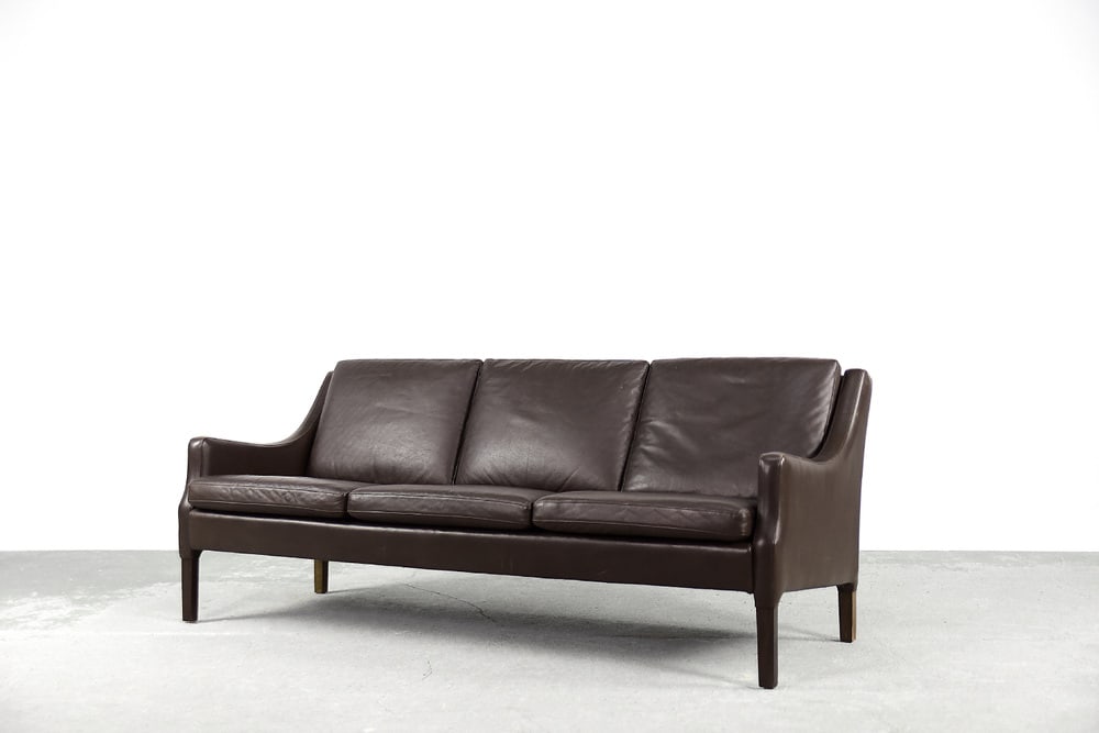 3-Seater Chocolate Leather Sofa, 1960s - 16