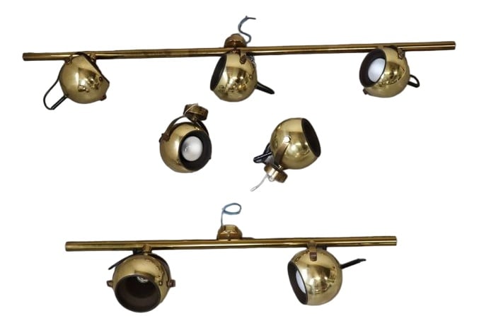 Wall Lamps from Sische Leuchten, 1960s, Set of 4: Set of vintage brass ceiling or wall lamps by Sische leuchten, Germany 1960's.There is a fixture with three light points, a fixture with two light points and two single ones.Can be used as wall lamps