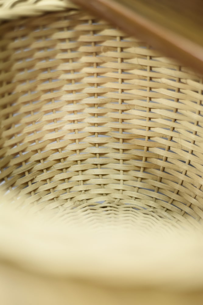 Thread Side Table with Wicker Basket, 1960s - 4