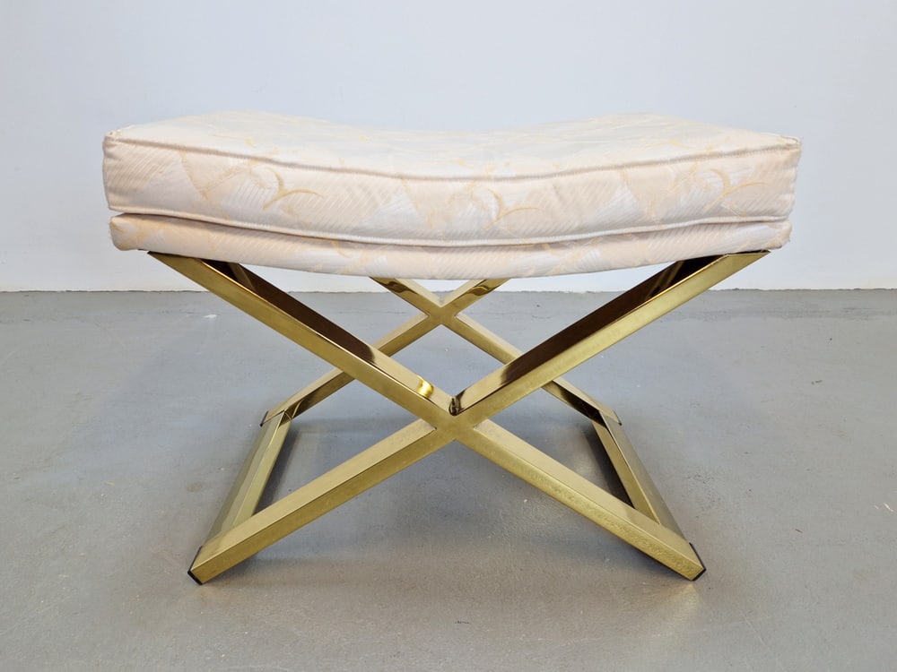 Vintage Regency Brass Cross Stool, Italy, 1970s - 11