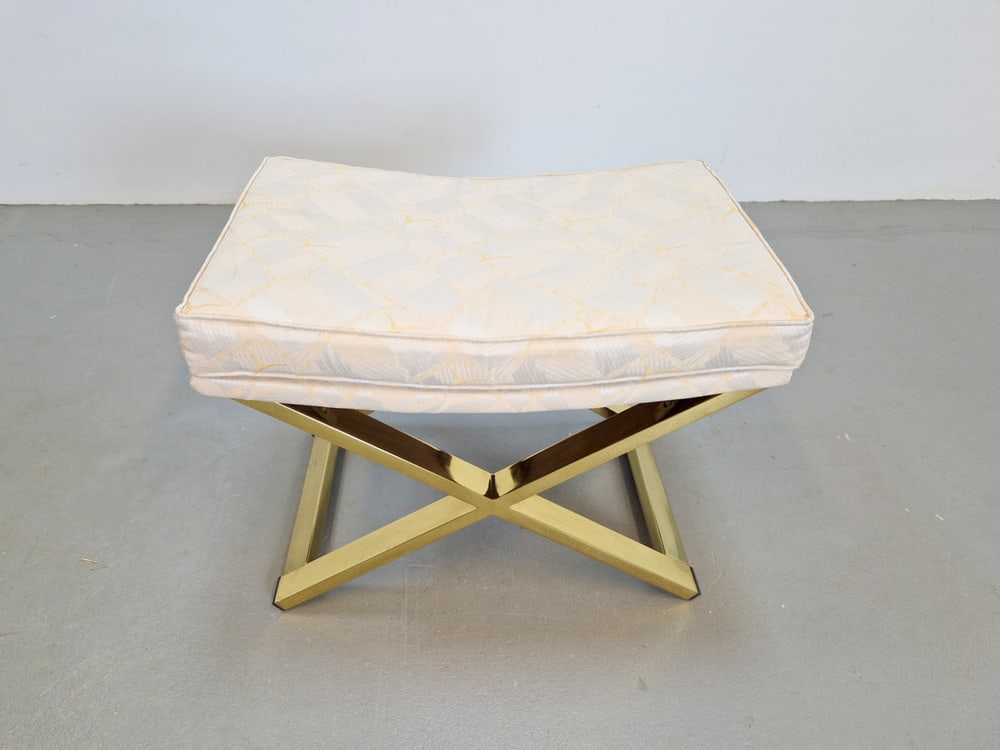Vintage Regency Brass Cross Stool, Italy, 1970s - 2