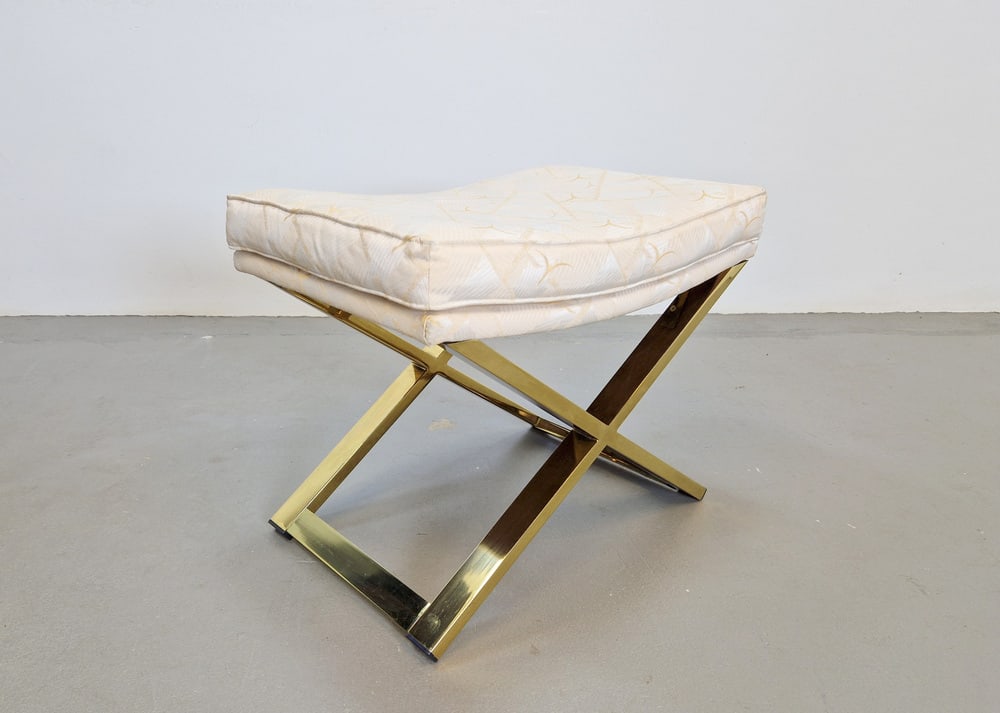Vintage Regency Brass Cross Stool, Italy, 1970s - 5