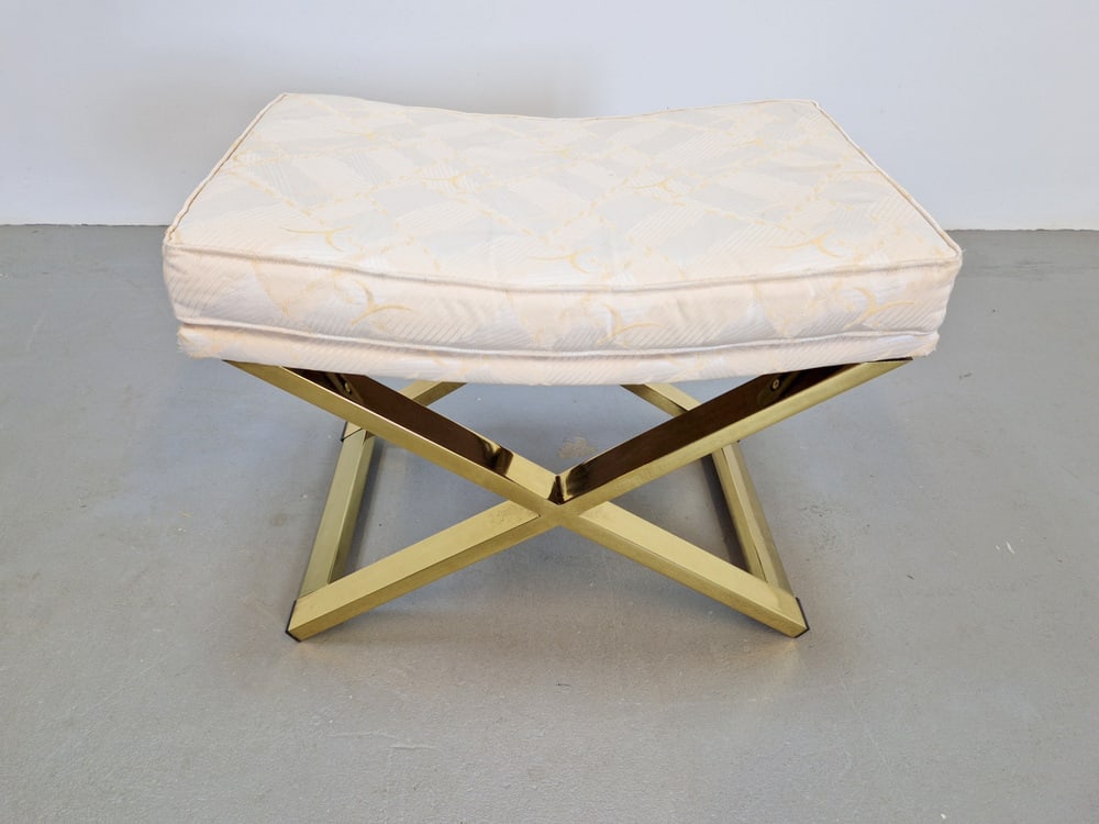 Vintage Regency Brass Cross Stool, Italy, 1970s - 6