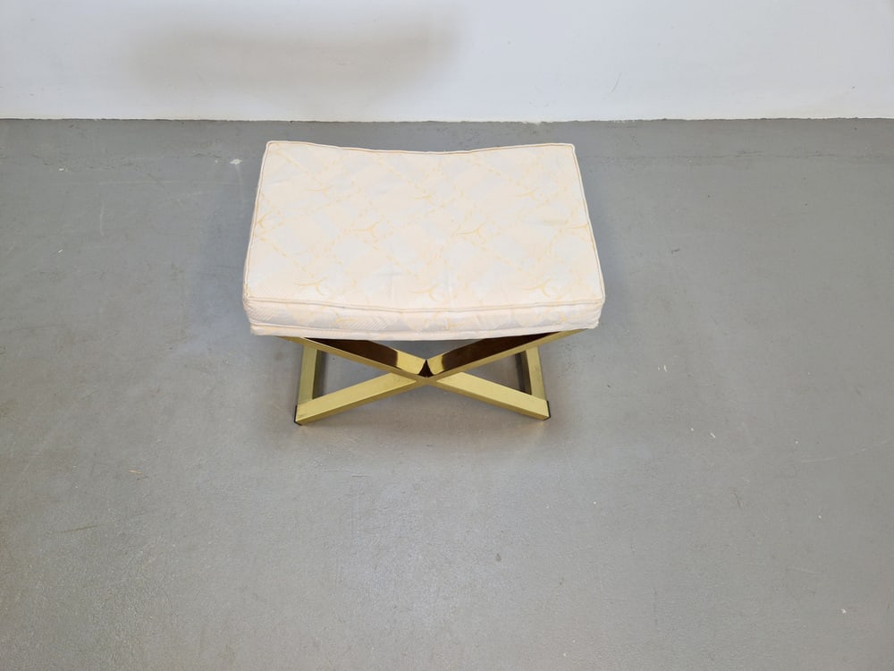 Vintage Regency Brass Cross Stool, Italy, 1970s - 8