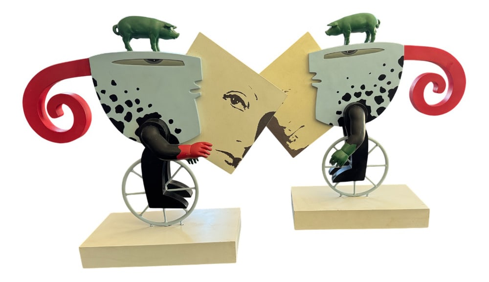 Sculptures by Frank Slabbinck, Set of 2: Frank Slabbinck (1942), Pair of Sculptures, Colors of Life & I Am Going There, Set of 2. Traces of use, look at the photos, good general condition. Country of Manufacture: France Design Period: