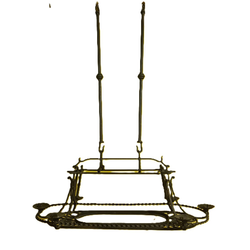 6-Light Pendant in Wrought Iron, 1950s (1 of 11)