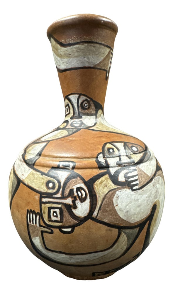 Art Brut Ceramic Vase by Odile Mandrette: Country of Manufacture: France Design Period: 1990 to 1999 Restoration and Damage Details: Light wear consistent with age and use Detailed Condition: Good — This vintage/antique item may have so