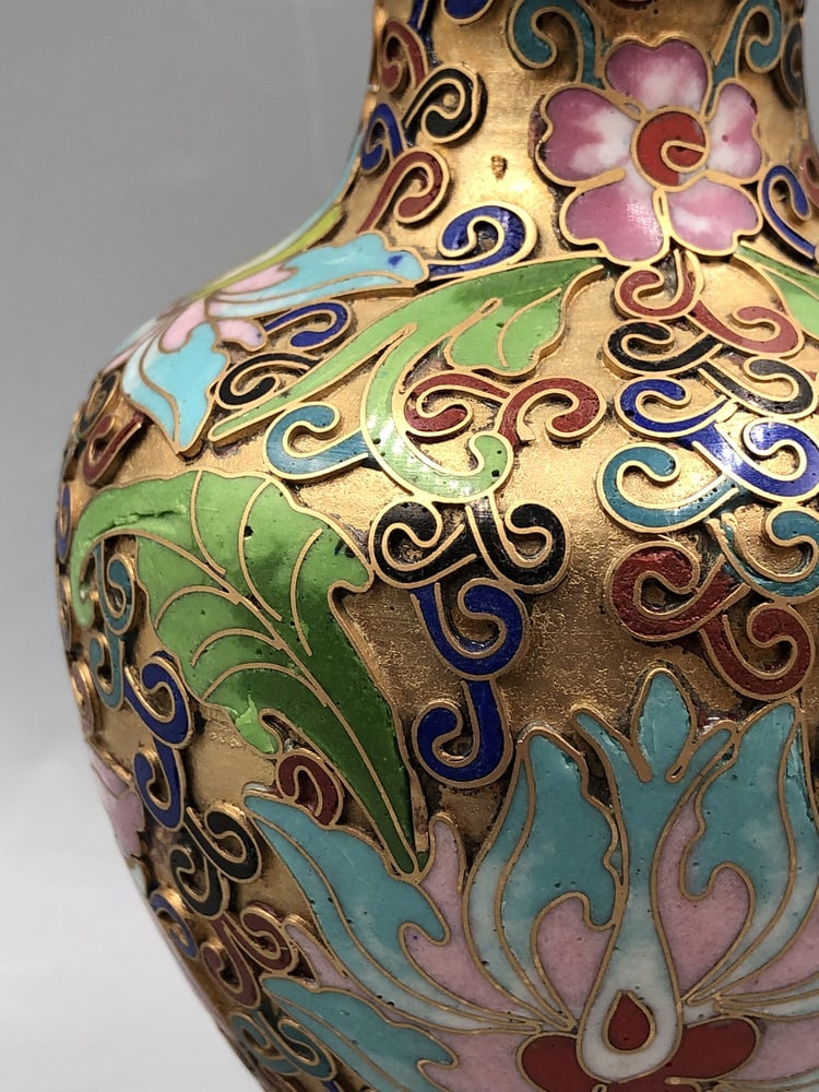 Champlevé Cloisonné Vase, China, 1900s, Set of 2 - 14