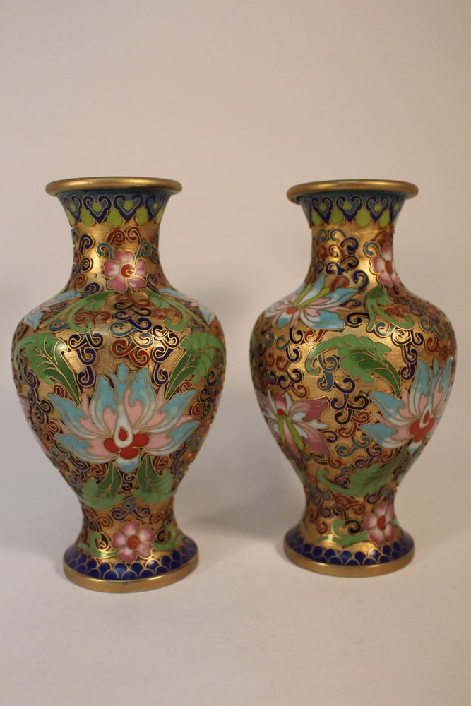 Champlevé Cloisonné Vase, China, 1900s, Set of 2 - 16