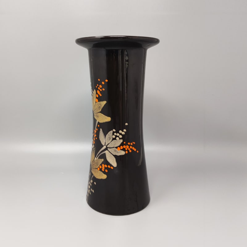Vase in Hand-Painted Brown Ceramic, Italy, 1970s - 12