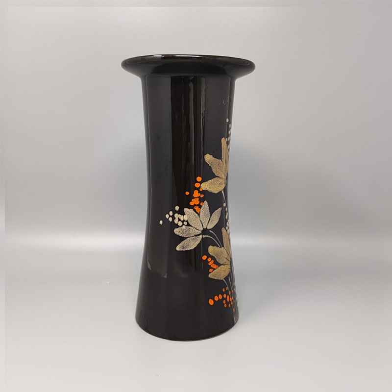 Vase in Hand-Painted Brown Ceramic, Italy, 1970s - 6