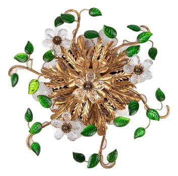 Flush Mount attributed to Maison Baguès, 1940s: The Maison Baguès Green Leaves Flush Mount is a breathtaking blend of French craftsmanship and nature-inspired design, embodying the brand’s signature artistry. This exquisite flush mount
