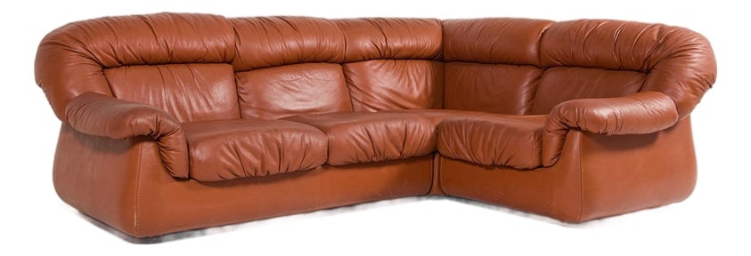 Vintage Italian Sectional Cognac Leather Sofa (1 of 11)