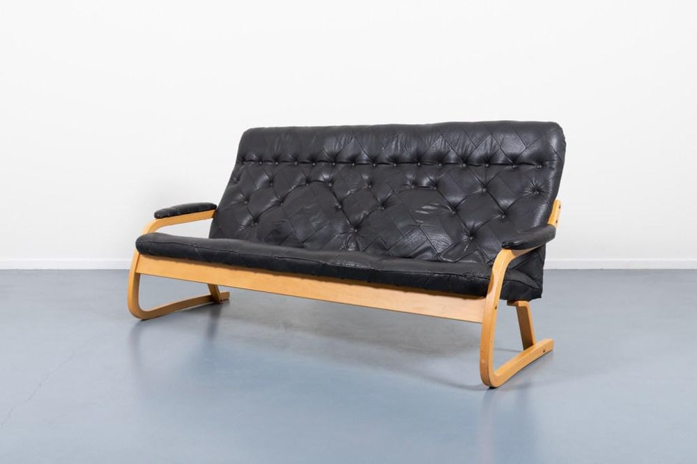 Danish Modern Patchwork Leather Sofa, 1970s - 10