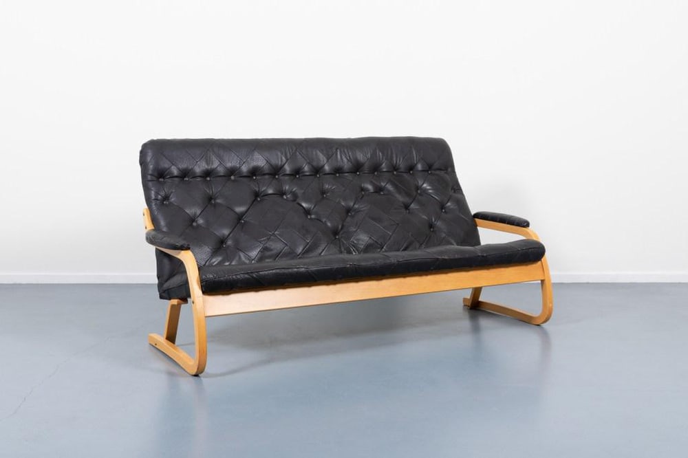 Danish Modern Patchwork Leather Sofa, 1970s - 9