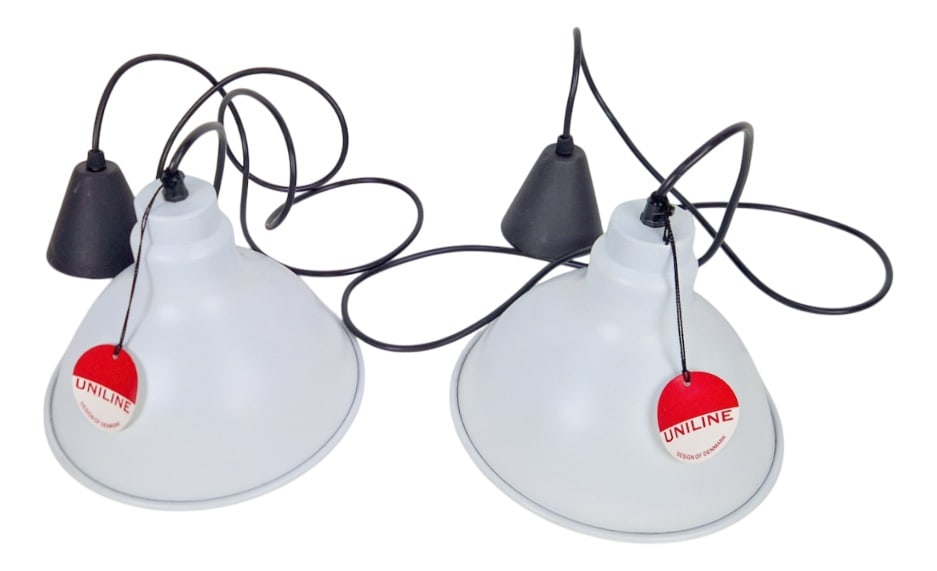 Pendant by Uni-Team for Nordisk Solar, Set of 2: Mid-Century Danish Flash Pendant Lamp by Uni-Team for Nordisk Solar, 1960sPair of white lamps manufactured by Nordisk Solar in the 60s.They are made in a typical Scandinavian design with a minimalist