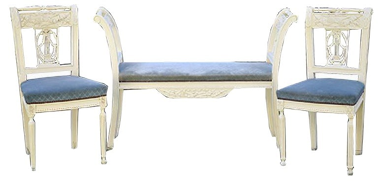 Set of Antique French Bench and Chairs (1 of 20)