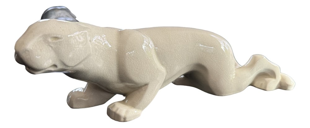 Crouching Panther by Charles Lemanceau: Charles Lemanceau (1905-1980) for Manufacture de Saint-Clement, Crouching Panther, Art Deco Ceramic Country of Manufacture: France Design Period: 1920 to 1949 Production Period: 1920 to 1929