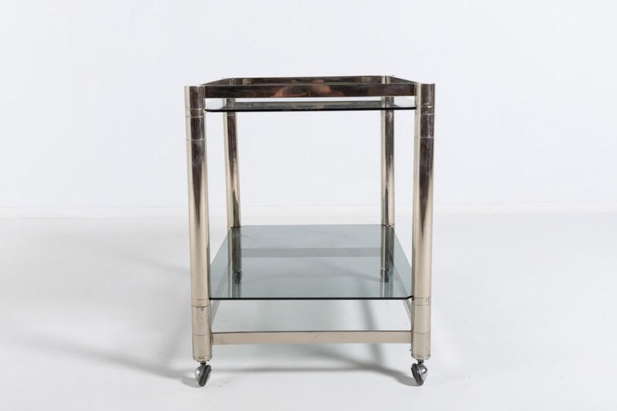 Chromed Steel Serving Cart Side Table, 1970s - 3