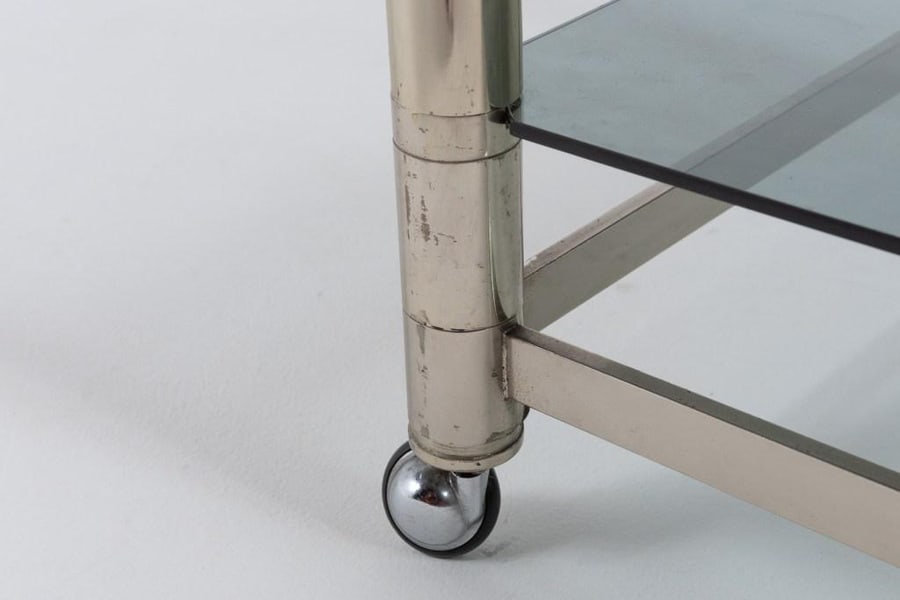 Chromed Steel Serving Cart Side Table, 1970s - 8