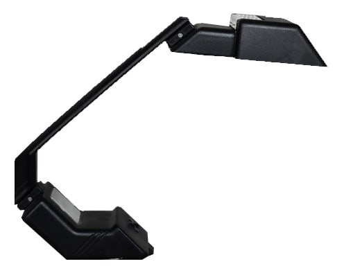 Lamp with Clock by Dybek for Polamp Pułtusk, 1987: This iconic Type 27.B.101 desk lamp was designed by Wojciech Dybek for POLAMP - FSOiUT PUŁTUSK in 1987. The lamp is made of black plastic. It has two light points activated by separate switches