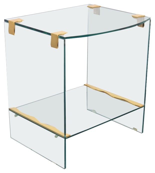 Vintage Regency Brass & Glass Side Table, 1970s: Vintage side table brass glass side table regency '70sThis Design side table is made of glass and brassVery nicely designed tableThis whole has a sturdy, yet warm appearanceCondition: beautiful condit