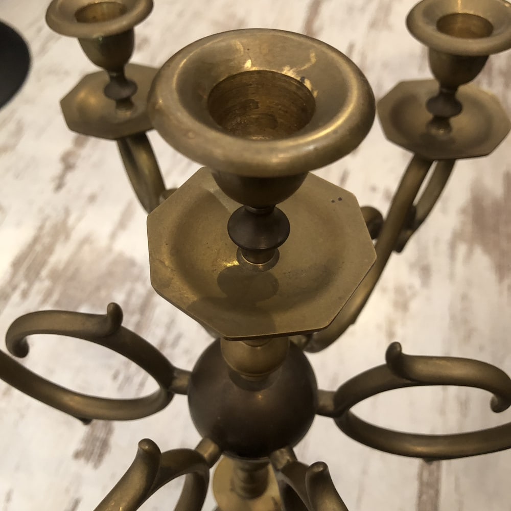 Large Antique Brass Candleholder - 10