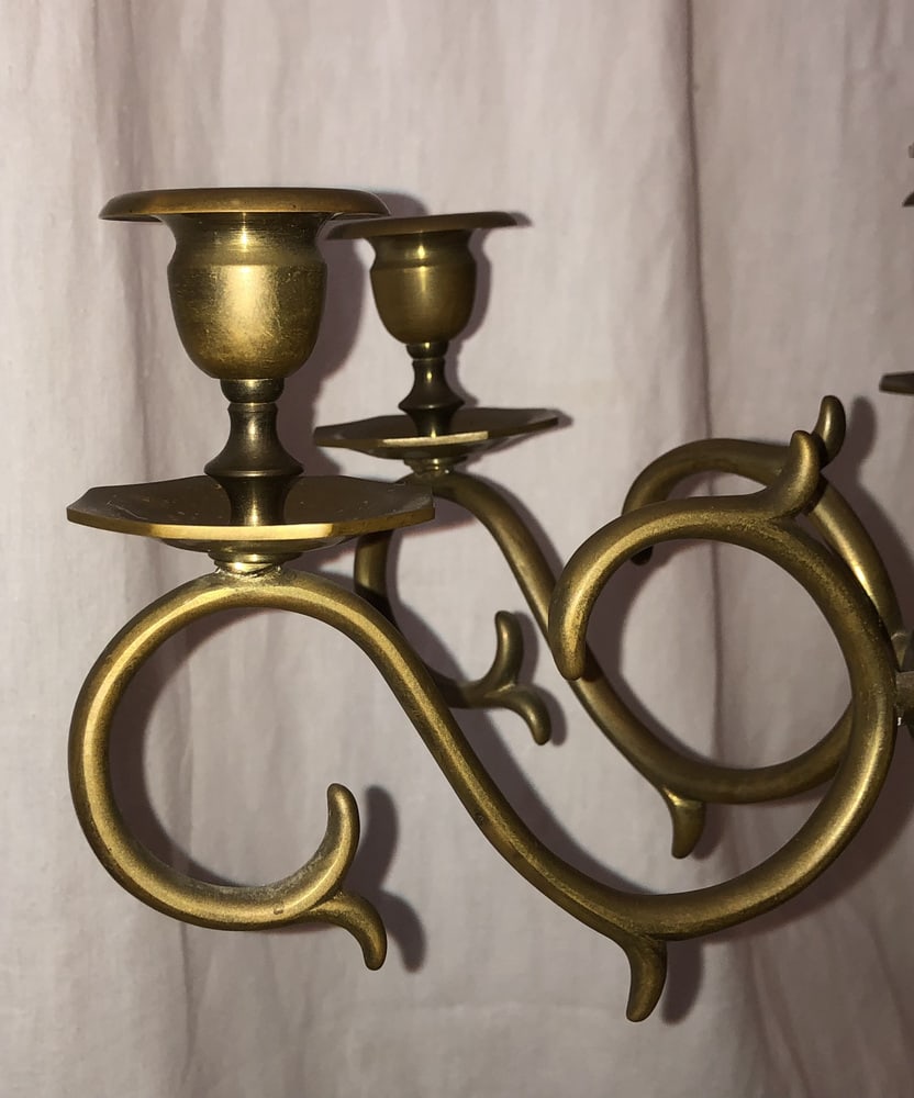 Large Antique Brass Candleholder - 12