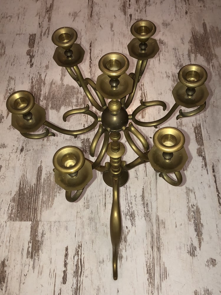 Large Antique Brass Candleholder - 13